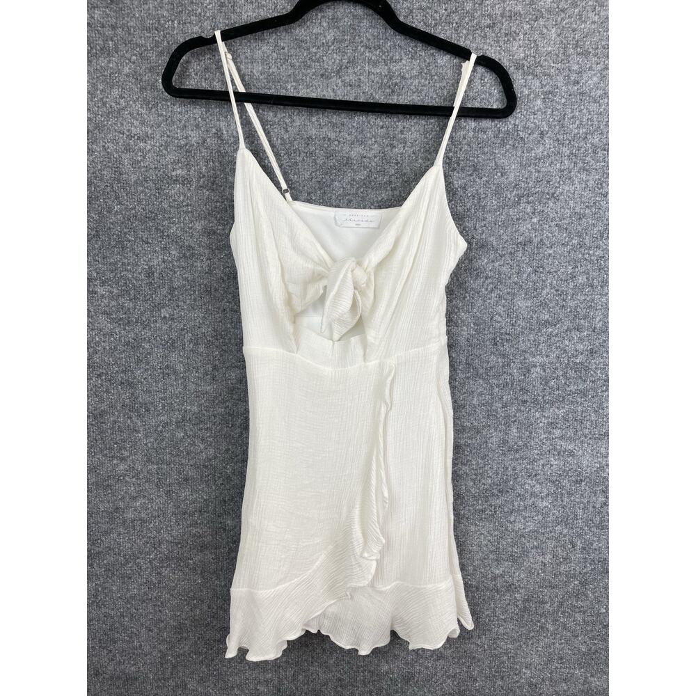 American Threads White Zip Back‎ Dress Women's Bow Front- Size Small